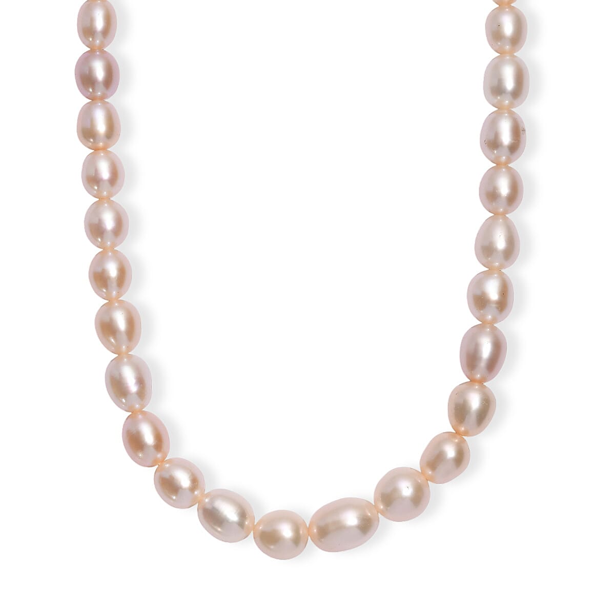 Peach Freshwater Pearl Necklace in 18K Vermeil Yellow Gold Sterling Silver 18 Inches