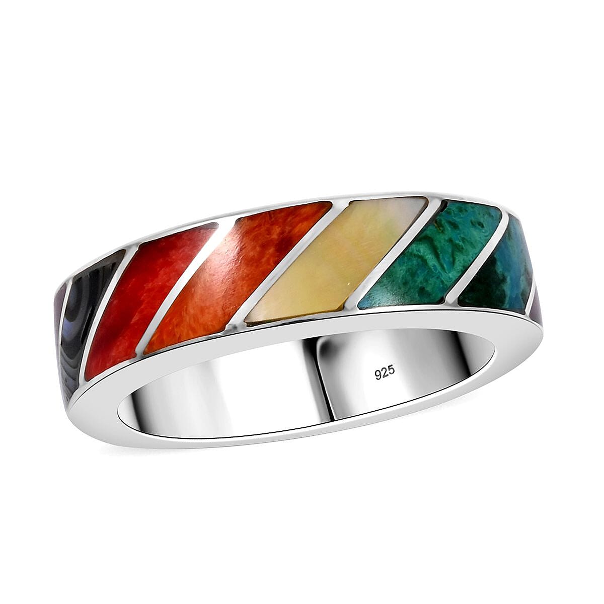 Peruvian Artistry Multi Color Multi Gemstone 0.60 ctw Ring in Sterling Silver