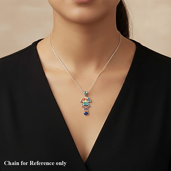 Peruvian Artistry Multi Gemstone 1.25 Ctw Rainbow Zand Tumi Inca Pendant Without Chain In Sterling Silver