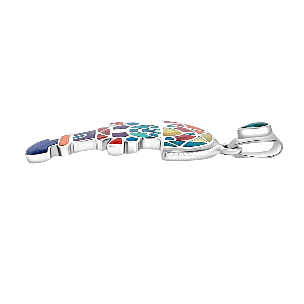 Peruvian Artistry Multi Gemstone 1.25 Ctw Rainbow Zand Tumi Inca Pendant Without Chain In Sterling Silver