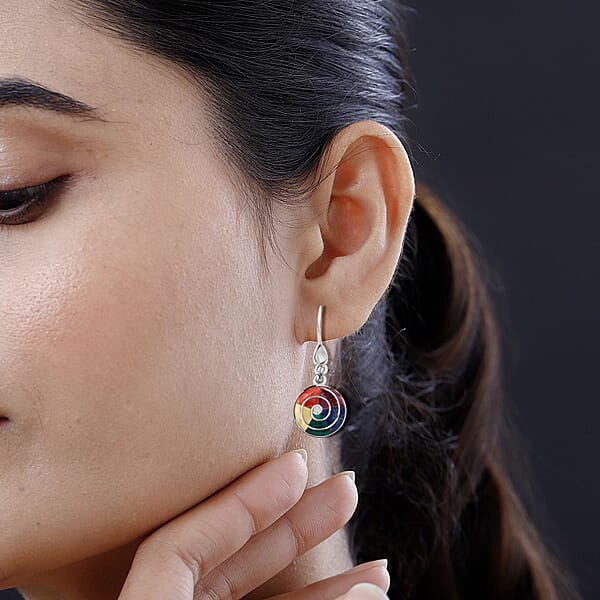 Peruvian Artistry Multi Gemstone 1.35 Ctw Big Pachamama Earrings In Sterling Silver