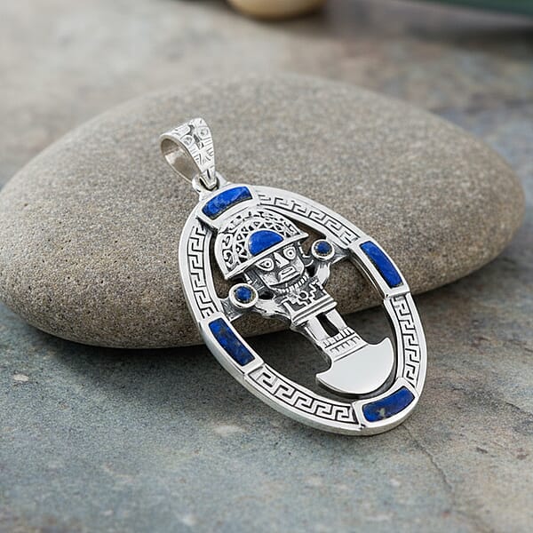 Peruvian Artistry Multi Gemstone 1.75 Ctw Blue Tolomeo Pendant Without Chain In Sterling Silver