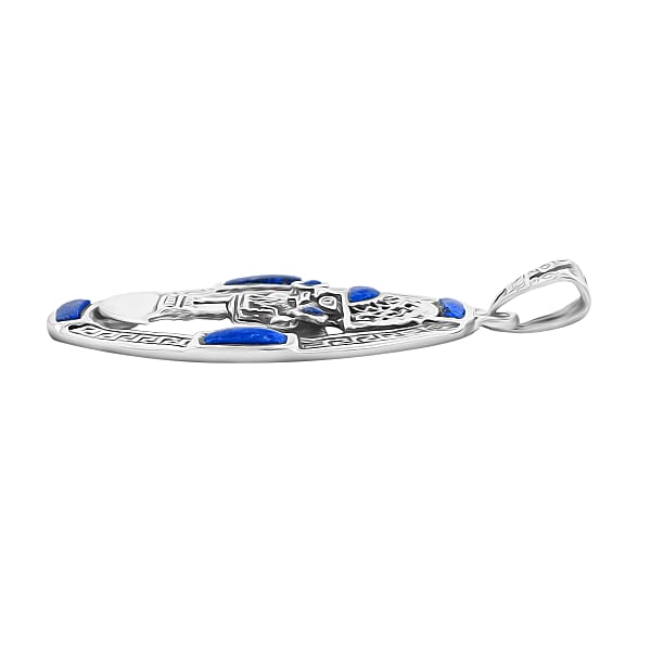 Peruvian Artistry Multi Gemstone 1.75 Ctw Blue Tolomeo Pendant Without Chain In Sterling Silver