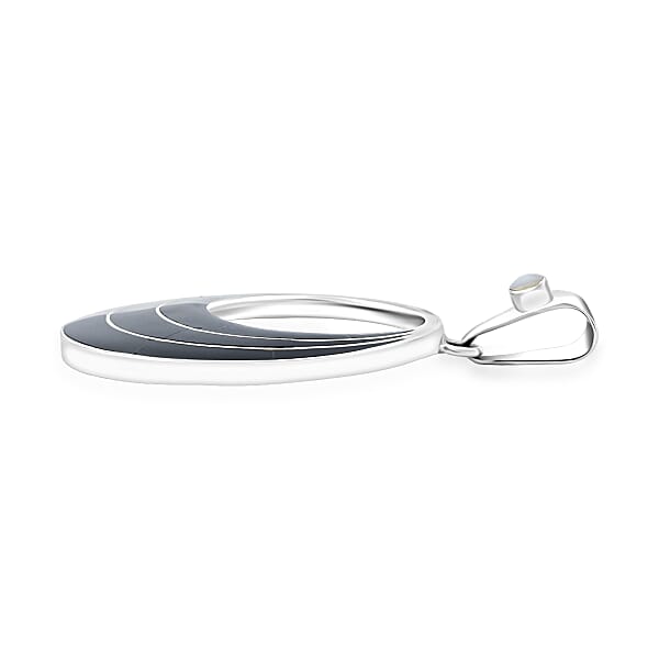 Peruvian Artistry Multi Gemstone 11.00 Ctw Black And White Delia Circle Pendant Without Chain In Sterling Silver