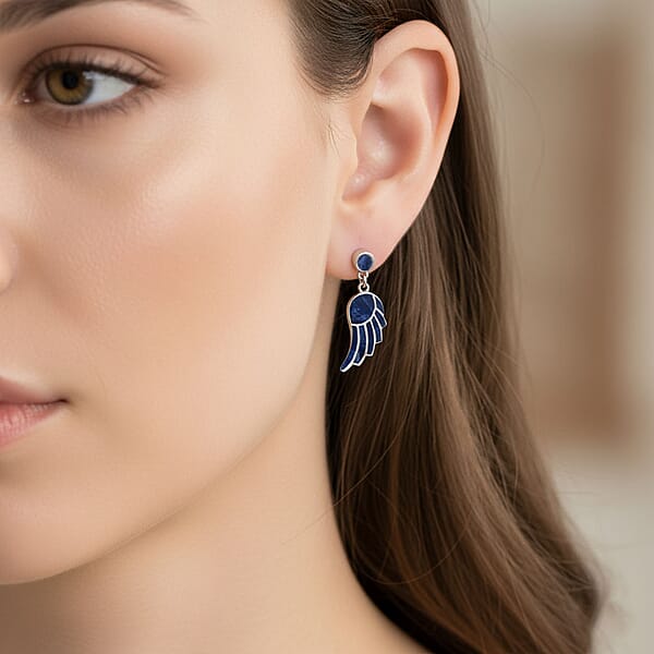 Peruvian Artistry Multi Gemstone 12.80 Ctw Blue Lupe Wing Earrings In Sterling Silver