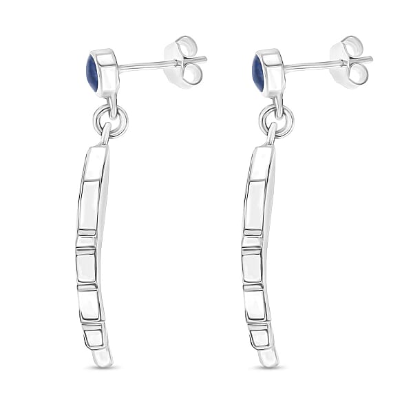 Peruvian Artistry Multi Gemstone 12.80 Ctw Blue Lupe Wing Earrings In Sterling Silver