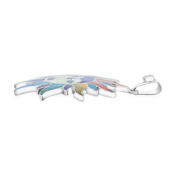 Peruvian Artistry Multi Gemstone 17.00 Ctw Rainbow Inti Pendant In Sterling Silver