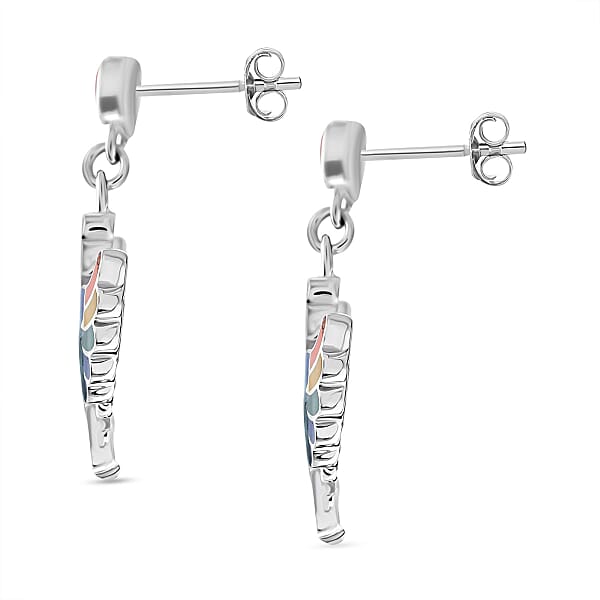 Peruvian Artistry Multi Gemstone 17.60 Ctw Rainbow Colca Condor Earrings In Sterling Silver