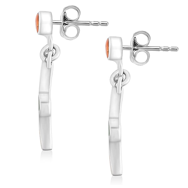 Peruvian Artistry Multi Gemstone 2.00 Ctw Orange Llama Earrings In Sterling Silver
