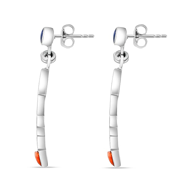 Peruvian Artistry Multi Gemstone 2.50 Ctw Rainbow Legado Tumi Earrings In Sterling Silver