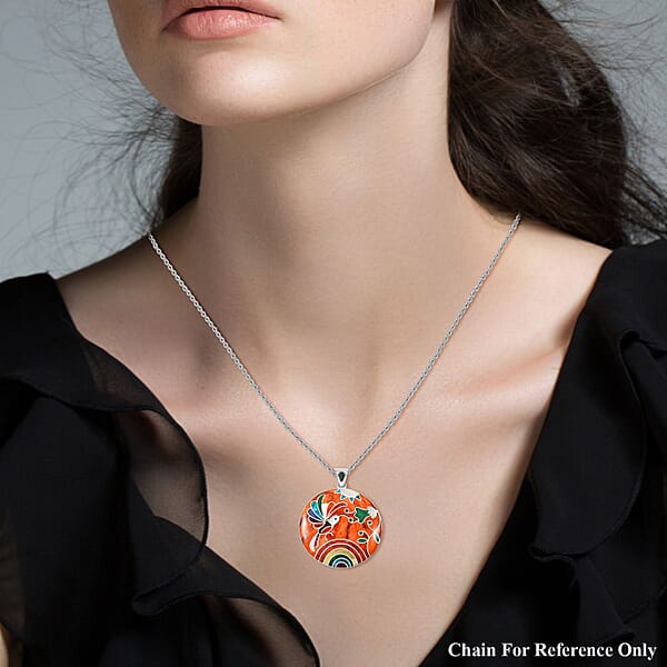 Peruvian Artistry Multi Gemstone 4.60 Ctw Sunset Pendant Without Chain In Sterling Silver