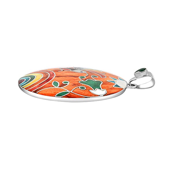 Peruvian Artistry Multi Gemstone 4.60 Ctw Sunset Pendant Without Chain In Sterling Silver