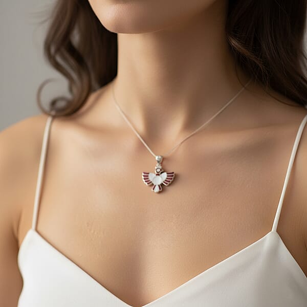 Peruvian Artistry Multi Gemstone 9.00 Ctw Purple And White Colca Condor Pendant Without Chain In Sterling Silver