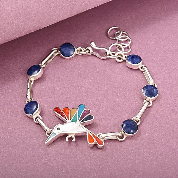 Peruvian Artistry Multi Gemstone Lima Bracelet In Sterling Silver (6.50-7.5In)