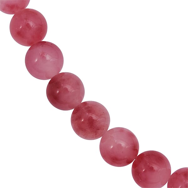 Pink Agate Beaded 290.00 Ctw Necklace 18 Inches In Sterling Silver