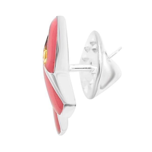 Pink Enameled Cancer Awareness Brooch In Silvertone