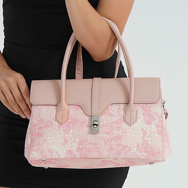 Pink Faux Leather Flap Crossbody Bag With Shoulder Strap