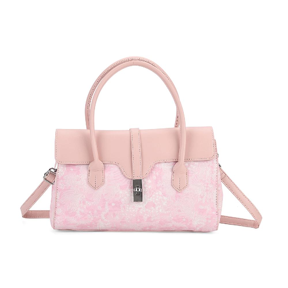 Pink Faux Leather Flap Crossbody Bag with Shoulder Strap