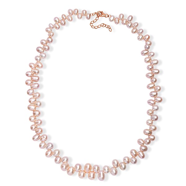 Pink Freshwater Pearl Bubble Necklace 18 Inches In 18K Vermeil Rose Gold Over Sterling Silver