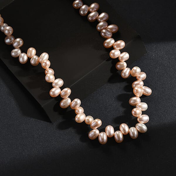 Pink Freshwater Pearl Dancing Bubbles Necklace In 18K Vermeil Yellow Gold Over Sterling Silver 18 Inches