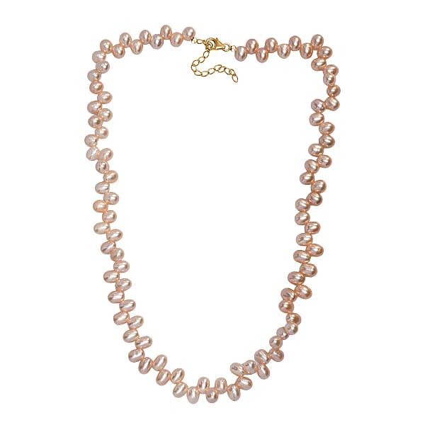 Pink Freshwater Pearl Dancing Bubbles Necklace In 18K Vermeil Yellow Gold Over Sterling Silver 18 Inches