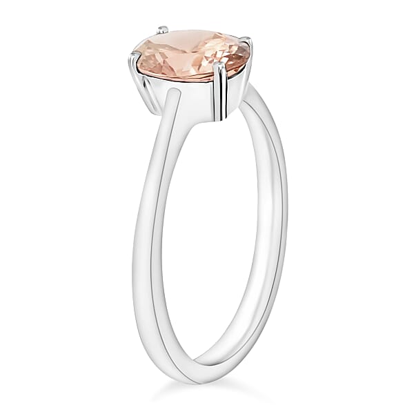 Pink Morganite 1.40 Ctw Solitaire Ring In Platinum Over Sterling Silver (Del. In 10-12 Days)