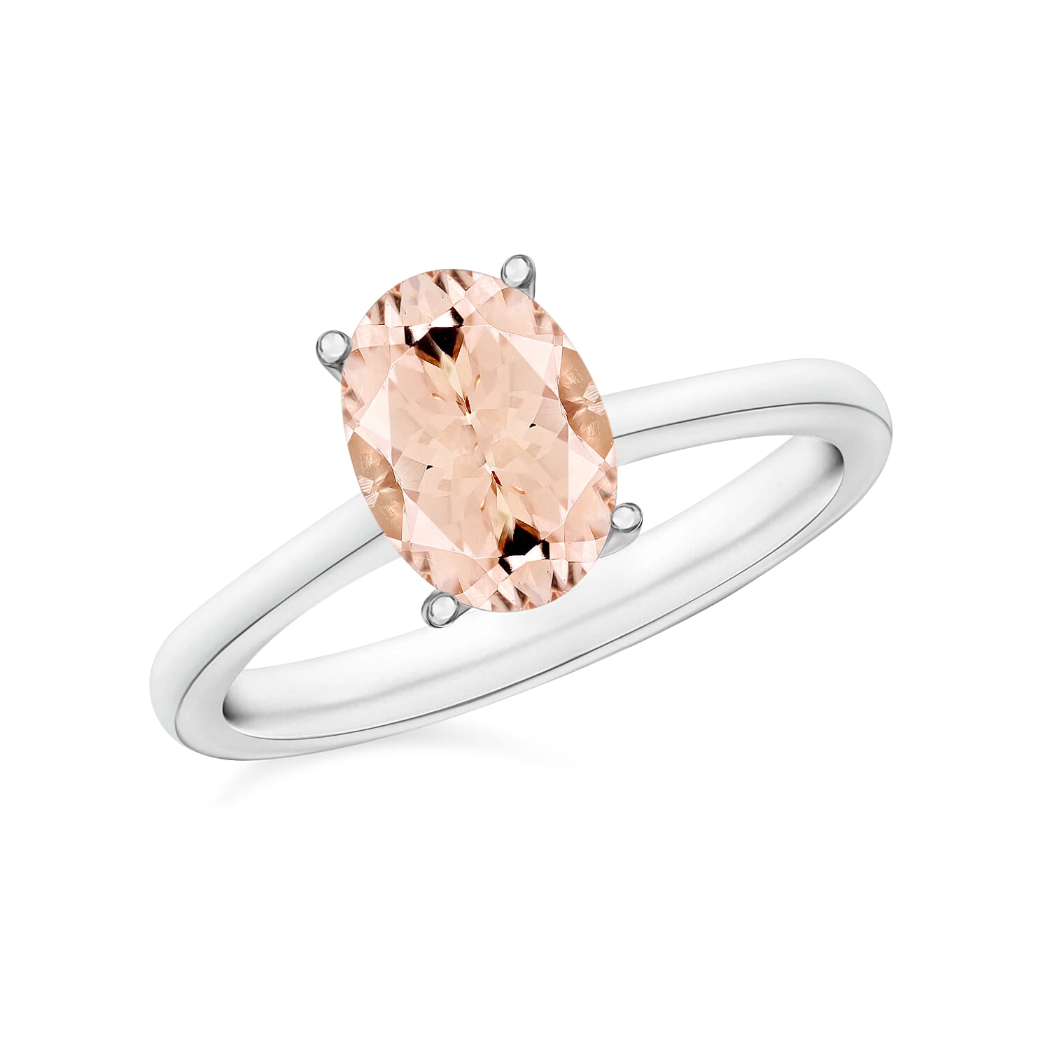 Pink Morganite 1.40 ctw Solitaire Ring in Platinum Over Sterling Silver (Del. in 10-12 Days)