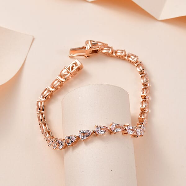 Pink Morganite Tennis Bracelet In Vermeil Rose Gold Over Sterling Silver (7.25 In) 9.85 Ctw