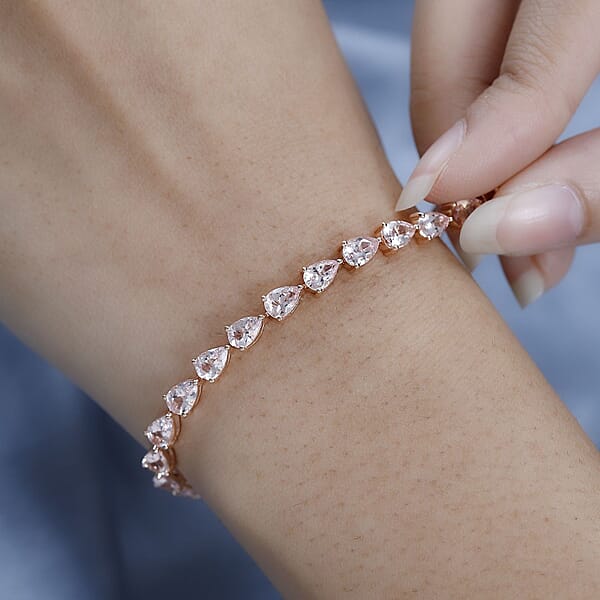 Pink Morganite Tennis Bracelet In Vermeil Rose Gold Over Sterling Silver (7.25 In) 9.85 Ctw
