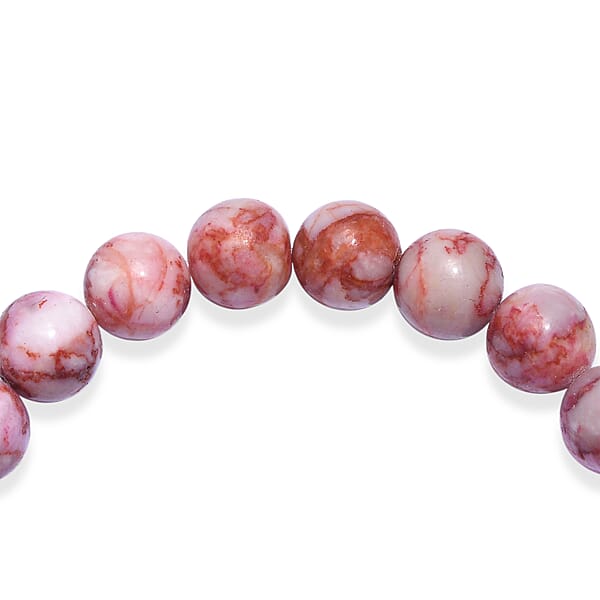Pink Web Jasper 150.00 Ctw Beaded Stretch Bracelet