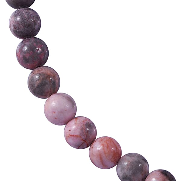 Pink Zebra Jasper 250.00 Ctw Beaded Necklace In Sterling Silver 18 Inches