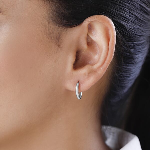 Plain Hoop Earrings In 10K White Gold 3 Grams (Del. In 10-12 Days)