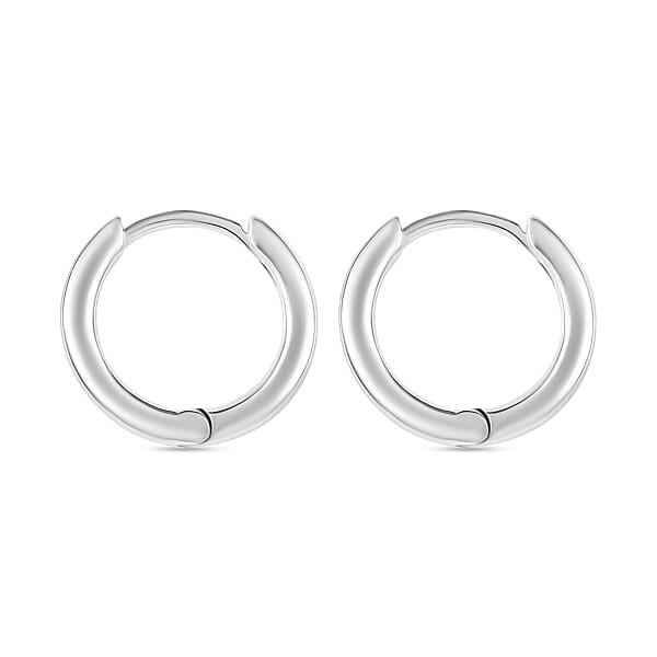 Plain Hoop Earrings In 10K White Gold 3 Grams (Del. In 10-12 Days)