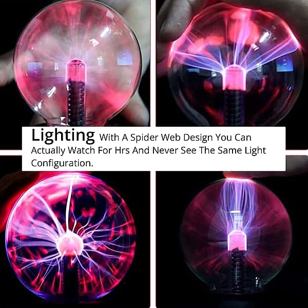 Plasma Ball Light 6 Inches Touch And Sound Activated Lightning