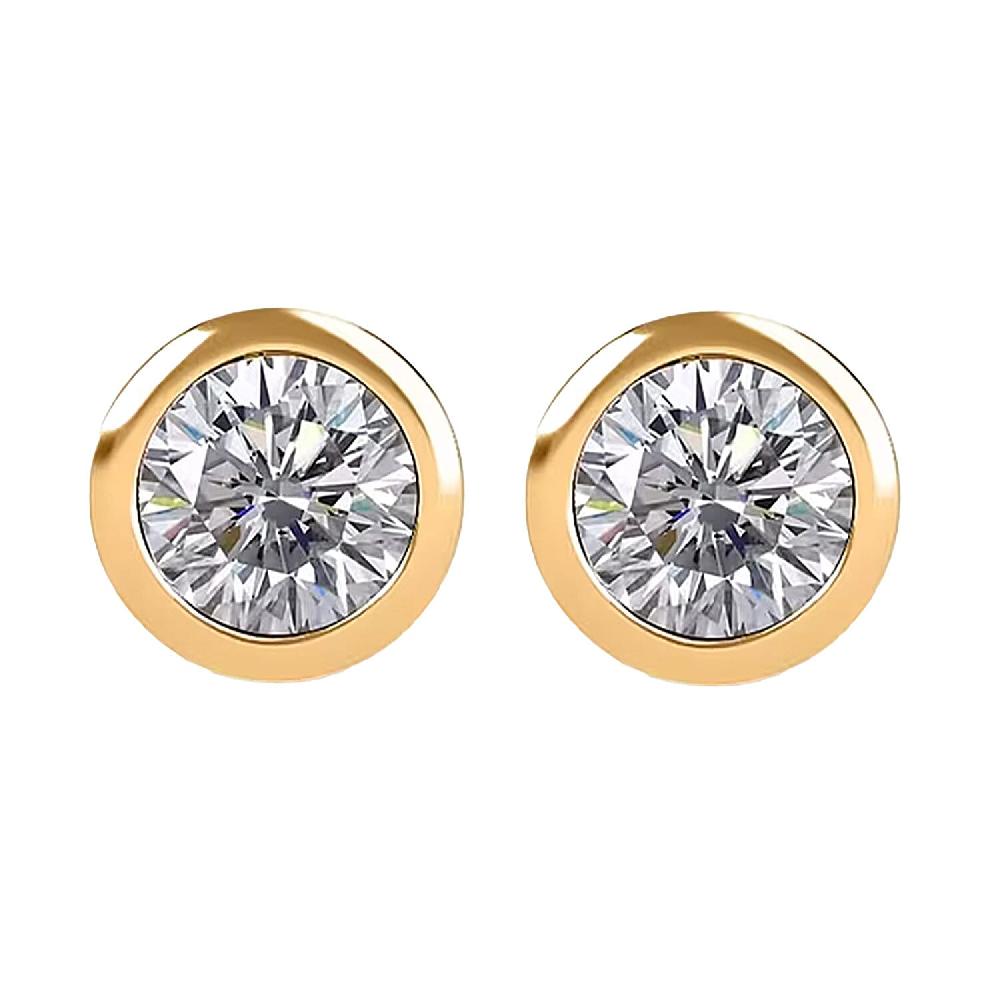 Poke Free Moissanite 0.50 ctw Stud Earrings in Vermeil Yellow Gold Over Sterling Silver (Del. in 10-12 Days)
