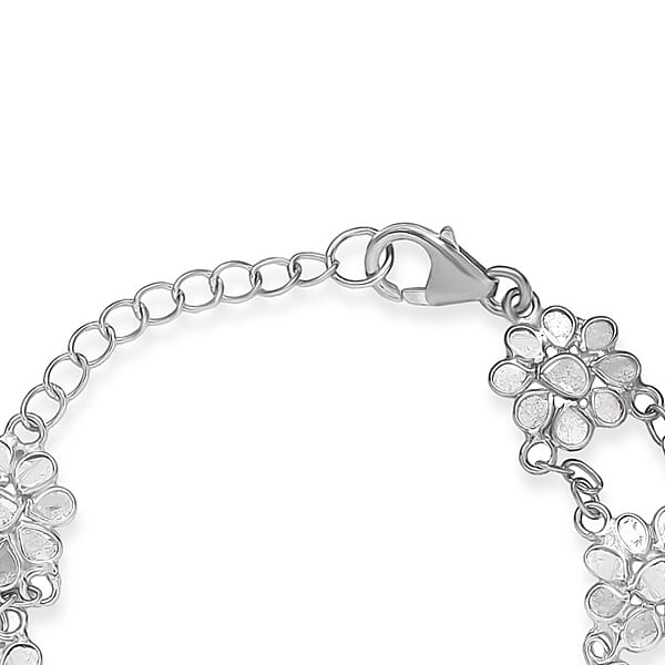Polki Diamond 2.50 Ctw Royal Medallion Bracelet In Rhodium Over Sterling Silver (7.25 In)