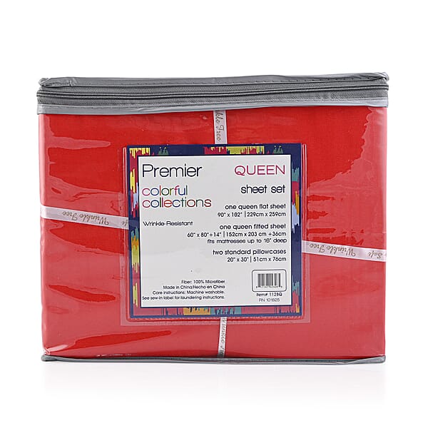 Premier Colorful Collections 4pc Red Microfiber Sheet Set -King