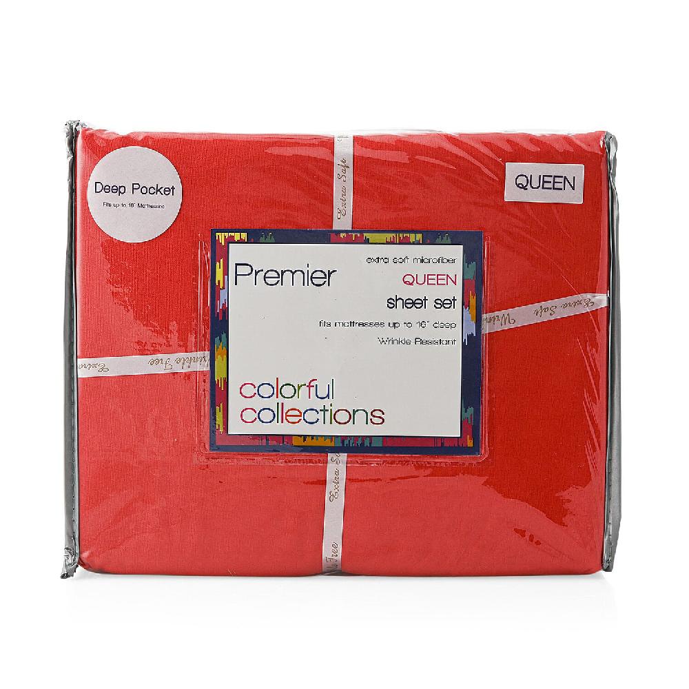 Premier Colorful Collections 4pc Red Microfiber Sheet Set -King