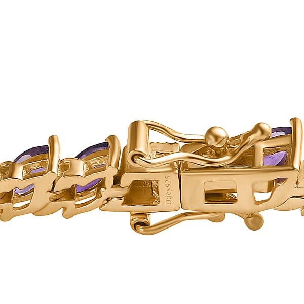 Premium African Amethyst Tennis Bracelet In Vermeil Yellow Gold Over Sterling Silver (8.00 In) 8.50 Ctw