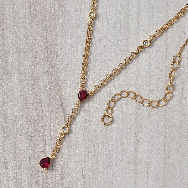 Premium Anthill Garnet And Luxuriant Lab Grown Diamond G-H SI 1.50 Ctw Flowing Vine Necklace In 18K Vermeil Yellow Gold Over Sterling Silver 18-20 Inches