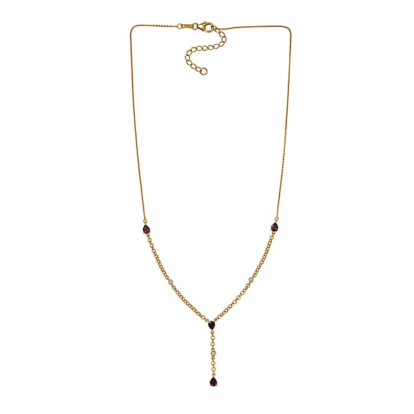 Premium Anthill Garnet And Luxuriant Lab Grown Diamond G-H SI 1.50 Ctw Flowing Vine Necklace In 18K Vermeil Yellow Gold Over Sterling Silver 18-20 Inches