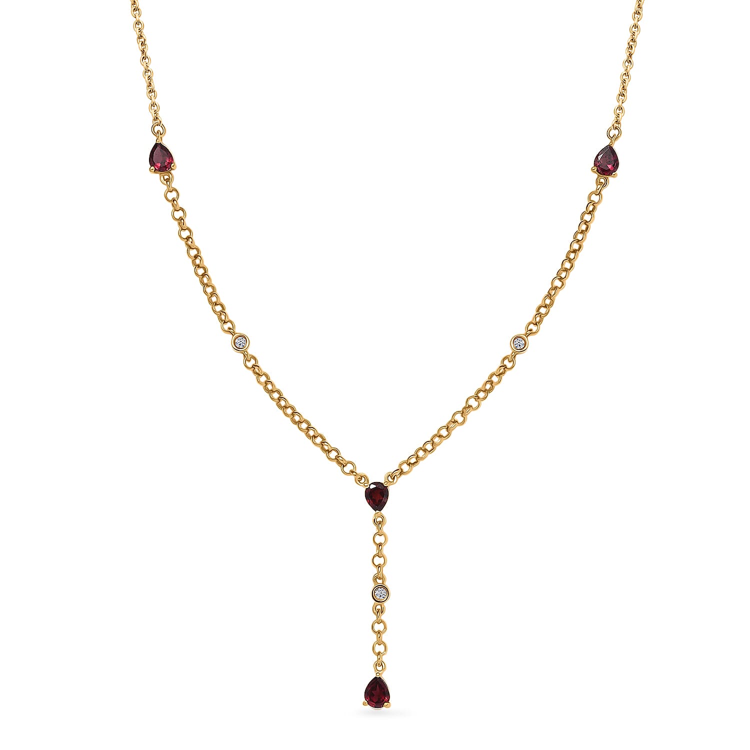 Premium Anthill Garnet and Luxuriant Lab Grown Diamond G-H SI 1.50 ctw Flowing Vine Necklace in 18K Vermeil Yellow Gold Over Sterling Silver 18-20 Inches
