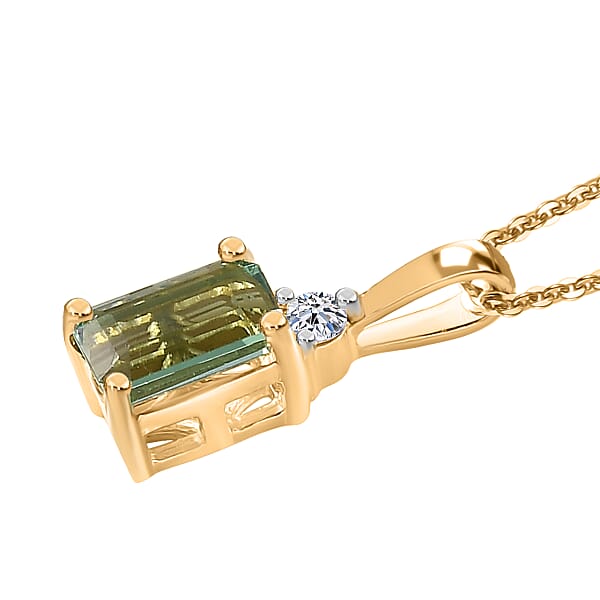 Premium Arquiana Mint Tourmaline And Luxuriant Lab Grown Diamond G-H SI 0.65 Ctw Blush Majesty Pendant Necklace In 18K Vermeil Yellow Gold Over Sterling Silver 20 Inches