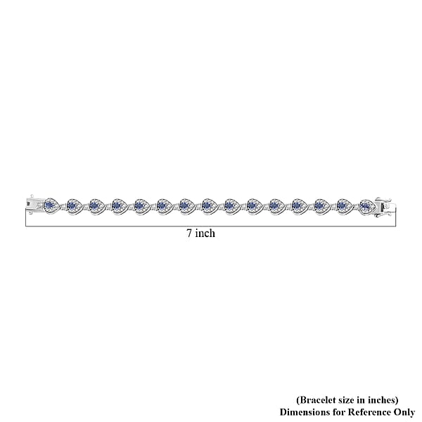 Premium Ceylon Blue Sapphire And White Zircon 7.25 Ctw Tears Of The Ocean Bracelet In Rhodium Over Sterling Silver (6.50 In)