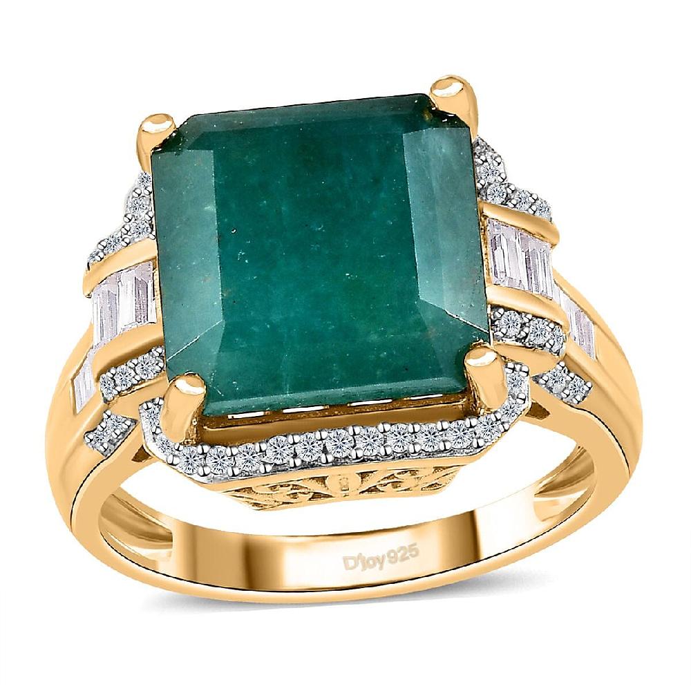 Premium Grandidierite and Moissanite 10.20 ctw Ring in Vermeil Yellow Gold Over Sterling Silver
