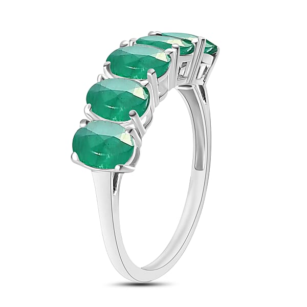 Premium Kagem Zambian Emerald 5 Stone Ring In Platinum Over Sterling Silver 2.30 Ctw (Del. In 10-12 Days)