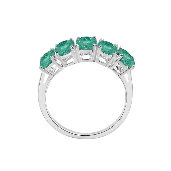 Premium Kagem Zambian Emerald 5 Stone Ring In Platinum Over Sterling Silver 2.30 Ctw (Del. In 10-12 Days)