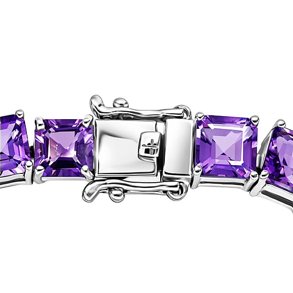 Premium Lusaka Amethyst Luxuriant Lab Grown Diamond G-H SI 28.60 Ctw Tennis Bracelet In Rhodium Over Sterling Silver (7.25 In) (Del. In 10-12 Days)