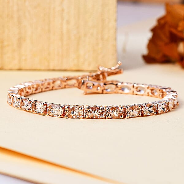 Premium Marropino Morganite 11.00 Ctw Tennis Bracelet In 18K Vermeil Rose Gold Over Sterling Silver (6.50 In)