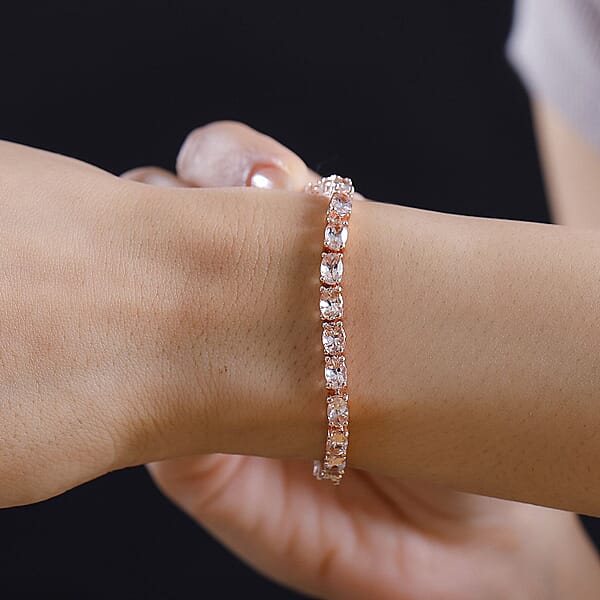 Premium Marropino Morganite 11.00 Ctw Tennis Bracelet In 18K Vermeil Rose Gold Over Sterling Silver (6.50 In)